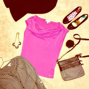 SOLD! Michael Kors draped neck pink/purple top Med